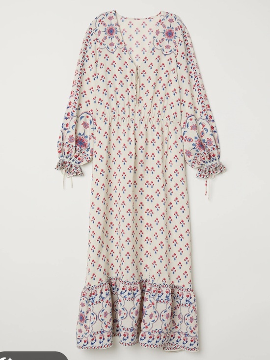 H&M Dresses & Skirts - H&M Cream Maxi Dress with Pink and Blue Floral Print